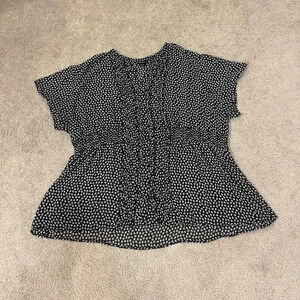 Torrid Georgette Ruffle Front Flutter Sleeve Blouse with Skulls